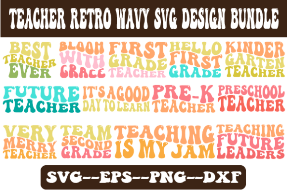 Teacher Retro Wavy Svg Design Bundle